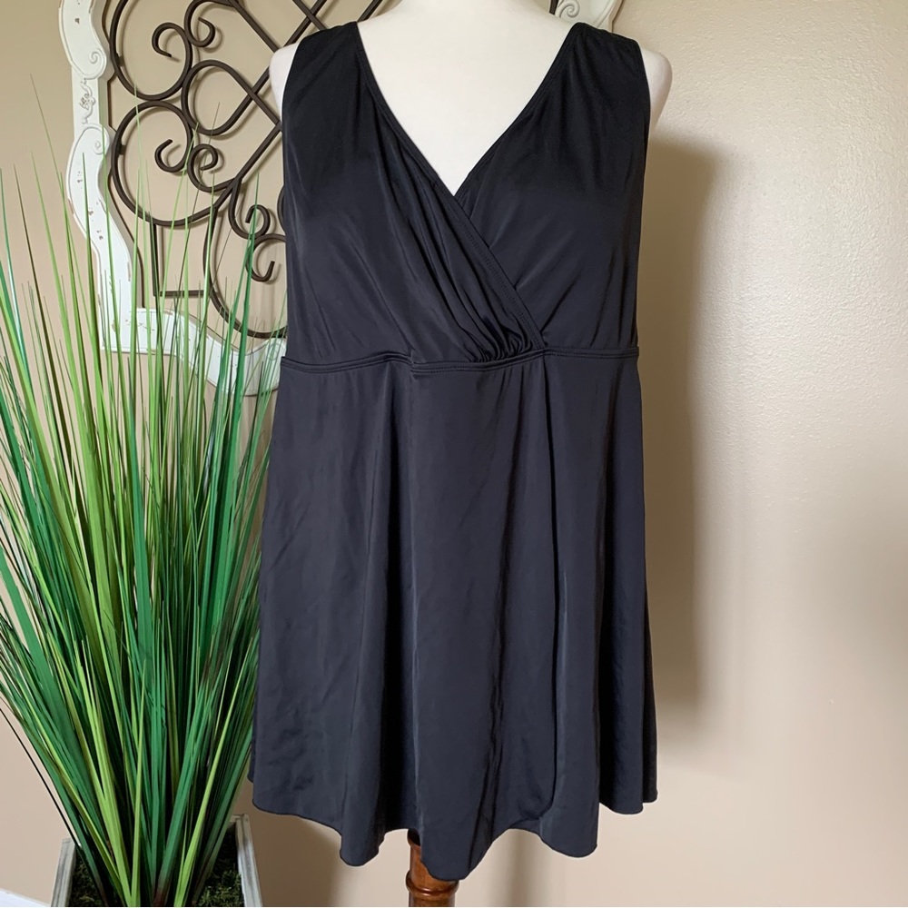 SWIM365 Size 20W Black One Piece Swimsuit Swimdress